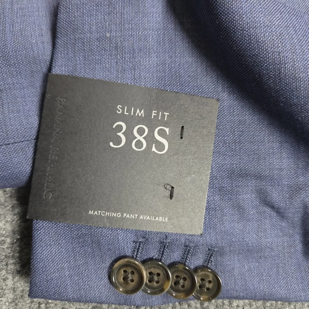 Banana Republic Blazer Men 38S Navy Blue Marzotto Wool Stretch Slim NEW